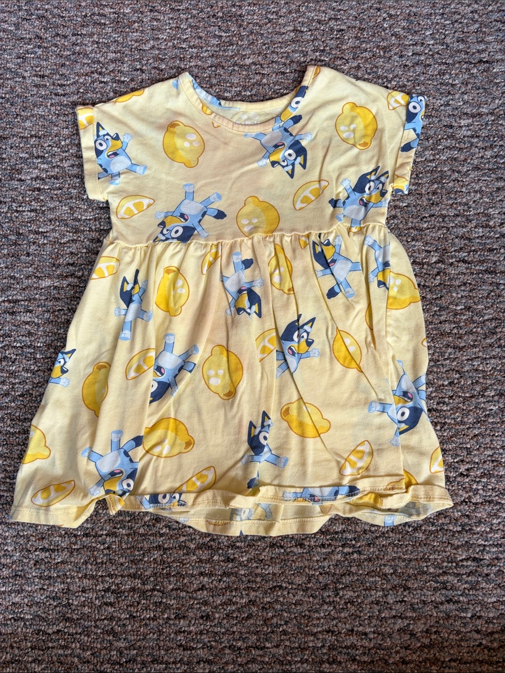 Yellow Kids Dress with Bluey Print